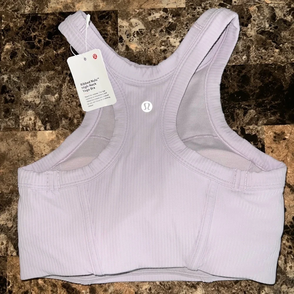 LULULEMON ribbed NULU high neck yoga bra lavender color size 4 NWT